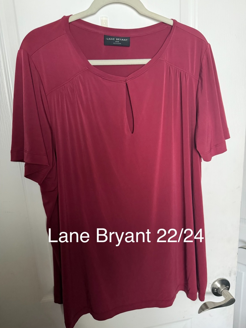 Lane Bryant Short Sleeve Keyhole Top - Berry Red